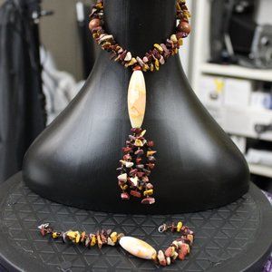 Mixed Stone Necklace and Bracelet Set